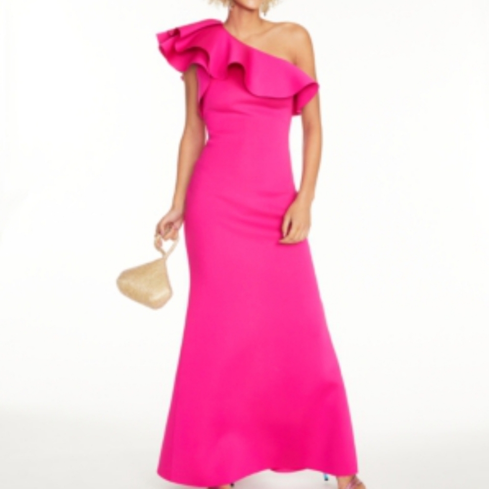 NEW Pink Eliza J Trumpet Ruffled Sleeve Gown